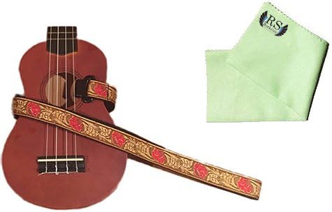 Masterstraps Desert Rose Red Ukulele Strap Pack w/Bonus Ukulele Cleaning Cloth