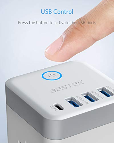 image for BESTEK Power Strip with USB, Vertical Cube Mountable Power Outlet Exte