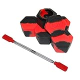 5 Red & Black Honeycomb Nonstick Platinum Cured Kitchen Storage Silicone Jar Container with 4" Carving Tool Red Removable Tips