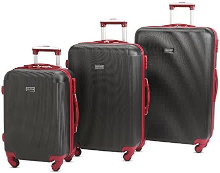 3 Piece Luggage Set Durable Lightweight Hard Case pinner Suitecase-LUG3-LY71VAL-RED/BLACK