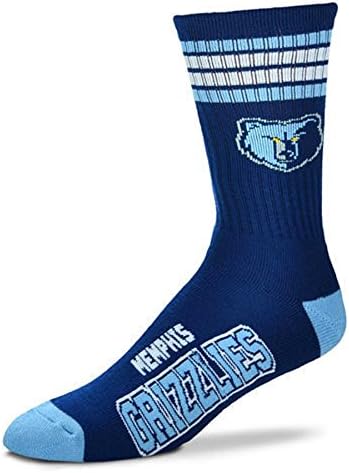 NBA 4 Stripe Deuce Socks - Men's Large (fits 10-13) 10 Teams Available (Memphis Grizzlies)