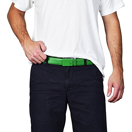 Mission Belt Men's Ratchet Belt - Froghair - Green Buckle / Green Leather, Extra Large (39 - 42)