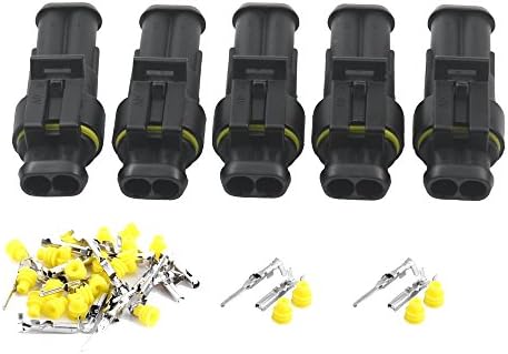 5 KIT 2 Pin Way Waterproof Electrical Wire Cable Connector Plug 1.5mm Series Terminals Heat Shrink