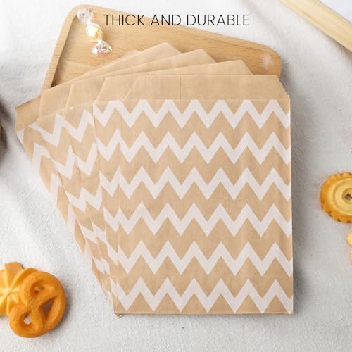 JOHOUSE 120PCS Flat Paper Bags, 5 x 7 Inch Snack Bags Cookie Bags Kraft Paper Bags Popcorn Bags for Sales Treats Parties
