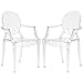 EdgeMod Burton Arm Plastic Dining and Patio Ghost Chair, Stackable, Fully Assembled, Suitable for Indoor & Outdoor, Clear (Set of 2)