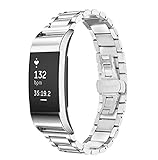 For Fitbit Charger 2 Band, Stainless Steel Band, FreshZone Newest Premium Replacement Accessories Wrist Band for Fitbit Charge 2 [Large,Small] (Silver)