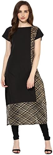 Vaamsi Women's Indian Tunic Top Crepe Kurti(PK1395_Black_S)