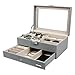 Homde 6 Slots Watch Box Glasses Holder Jewelry Box Gift for Men Women (Gray (Drizzle-Like Grain))