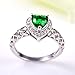 Psiroy 925 Sterling Silver Created Emerald Quartz Filled Halo Heart Promise Ring Size 8