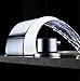 Senlesen Deck Mount Led Light Two Handles 3 Holes Widespread Bathroom Sink Faucet Chrome Finished