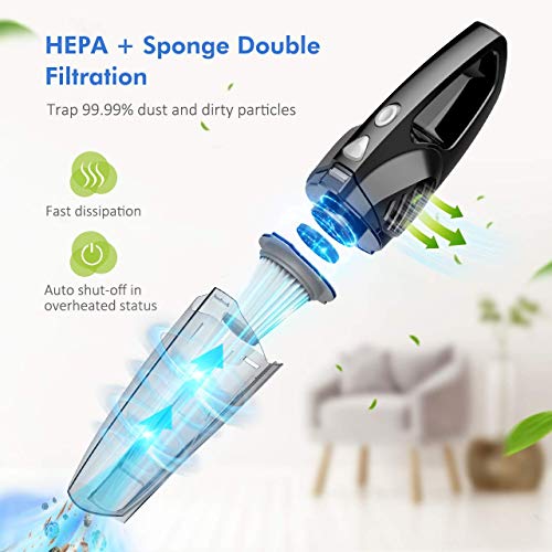 Yantop 2-in-1 Stick & Handheld Vacuum Cleaner, 15kPa Powerful Suction Hand Vacuum Lightweight Corded Pet Hair Eraser with Wheeled Turbo Brush Head for Carpet Hard Floor