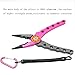 Split Ring Pliers - Aluminum Fishing Pliers Hook Remover Tungsten Carbide Cutters Saltwater Resistant Fishing Gear Split Ring Fish Holder with Coiled Lanyard & Sheath Fishing Gifts for Men(Red)