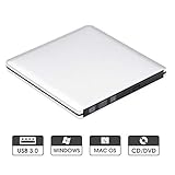 ROOFULL External DVD Drive USB 3.0 Slim Aluminum Portable CD DVD +/-RW Optical Drive Burner Writer Player for Windows 10 8 7 Laptop Computer Mac MacBook Pro Air iMac, Silver