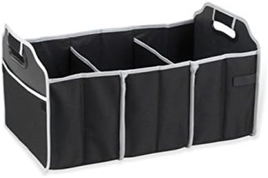 BACK2BASIX Car Trunk Organizer, 3 Large Sections Collapsible Folding Storage Bin, Black