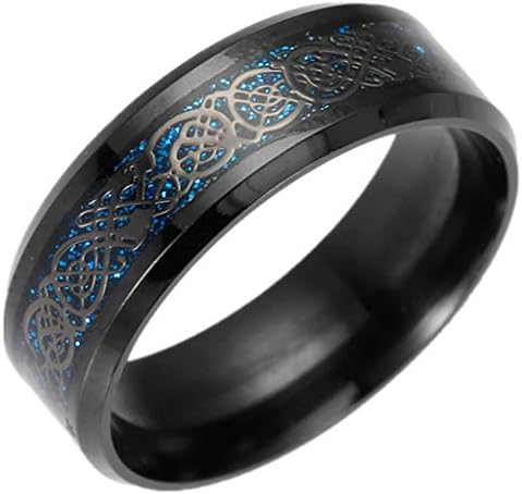 2018 Clearance Sale! Rings for Teen Boys Grils Jiayit Women Men Titanium Steel Dragon Ring With Silver Golden Dragon Stainless Steel Punk Rings Comfort Fit Wedding Band (6, Black)
