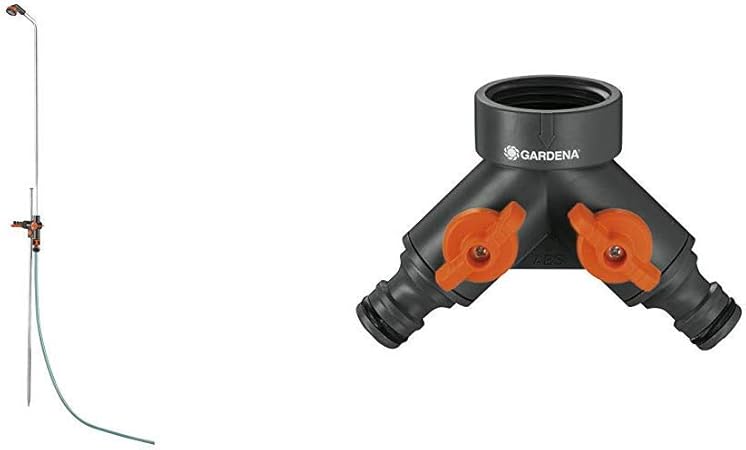Gardena Gartendusche Duo Dusche Mit Zwei Angenehmen Strahlarten Brausestrahl Oder Spruhnebel 2 Wege Ventil Wasserverteiler Fur Wasserhahn Mit 26 5 Mm G 3 4 Zoll Gewinde Amazon De Garten
