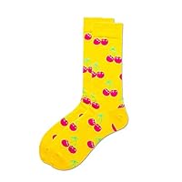 Yellow red cherry pattern Novelty Funny Socks