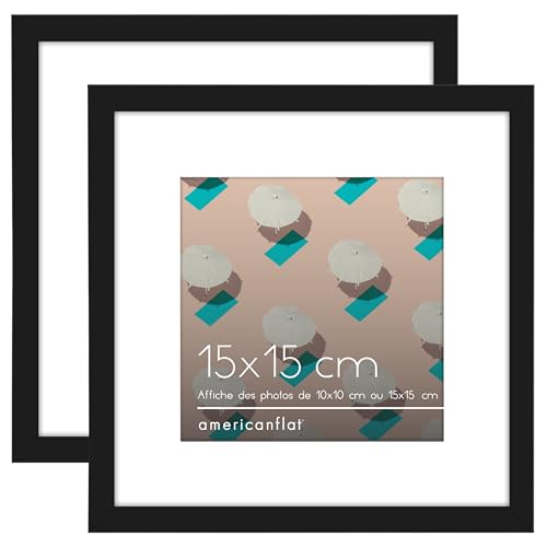 Americanflat 6x6 Picture Frame in Black - Thin Border Frame Displays 4x4 With Mat and 6x6 Without Mat - Horizontal and Vertical Formats for Wall and Tabletop (2 Pack)