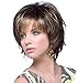 ELIM Brown Wigs for White Women Short Curly Ladies Wig Synthetic Hair Womens Full Wigs with Wig Cap Z120C