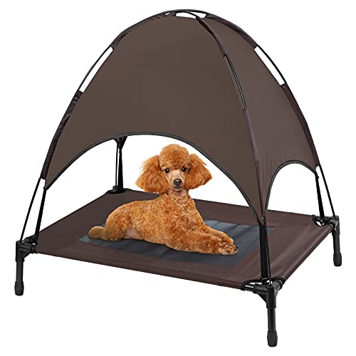 Niubya Outdoor Dog Bed with Canopy, Elevated Dog Bed with Removable