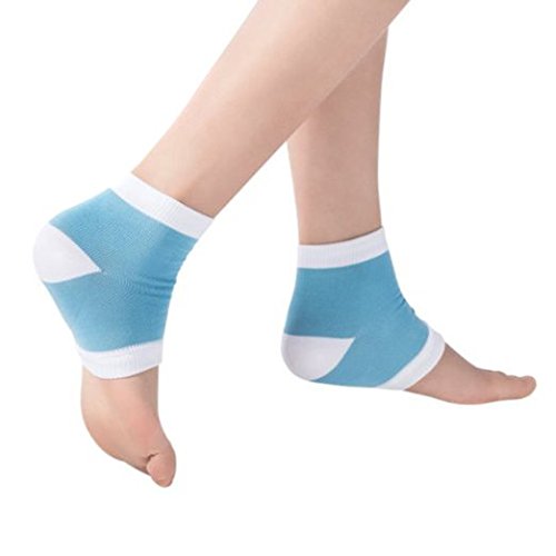 Healthcom 2 Pairs Spa Moisturising Silicone Gel Heel Socks for Dry Hard Cracked Skin Moisturizing Op