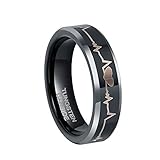 6mm Tungsten Carbide Wedding Rings EKG Heart Beat Surface Anniversary Gift Size 4-15