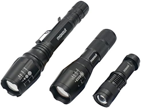 Flashlight Led Tactical Gear For Camping, Hunting, Travel, Military Surplus &amp; Hiking - Rechargeable Battery Charger - Brightest Handheld Flashlights 3PC - Pocketsize Led Torch - Zoomable Cree XML T6