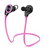 VIYAO Wireless Bluetooth Sport Headphone with/Mic for Running Stereo Earbuds Headset Earphones for Apple Watch iPhone 6s 6 Plus 5s Samsung Galaxy S7 S6 S5 HTC Android Smart Phones-Hot Pink