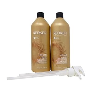 Image of Bundle -4 items : Redken All Soft Shampoo and Conditioner Set, 33.8 Oz 1 Liter &amp; Liter Pumps (2)