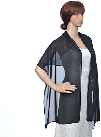 FTSOP Chiffon Bridal Shwals Women Wraps Evening Prom Dresses Scarf Bolero Black