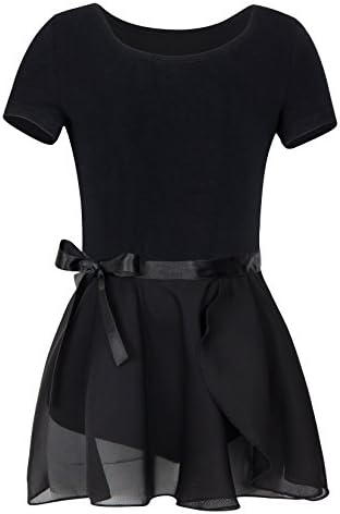 YEEIC Girls' Short Sleeve Leotard with Skirt Dance Ballet Dresses