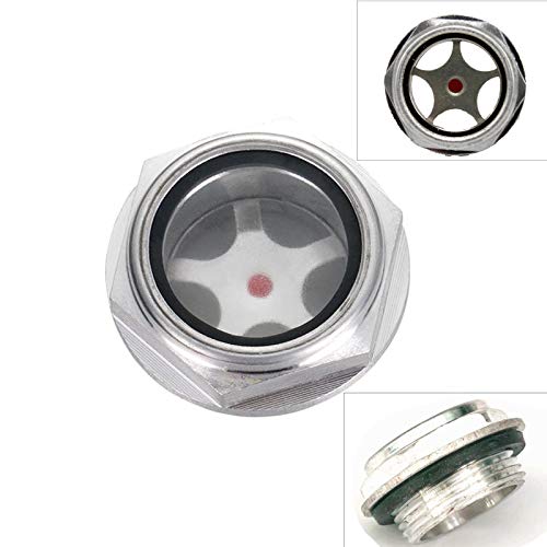 Oil Sight Glass 2PCS Air Compressor Fittings Aluminum Male Thread Clear Oil Level Sight Glass for Air Compressor (26 * 1.5)