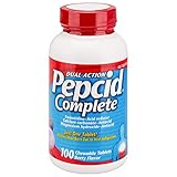 Pepcid Complete Dual Action Acid Reducer and Antacid Berry Flavored Chewable Tablets, Pack of 2 (100 Count Bottle)