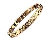 Magnetic Therapy Bracelet for Women Titanium Stainless Steel Magnet Link Pain Relief for Arthritis and Carpal Tunnel Gold