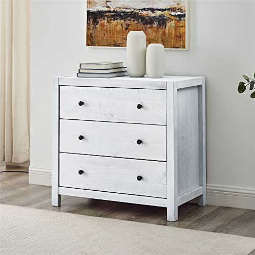MUSEHOMEINC Rustic Wood with 3Drawer Dresser,Storage Night Stand,Round