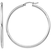 Extra Large Hoop Earrings in Sterling Silver (2.0mm thick, 47mm hieght)