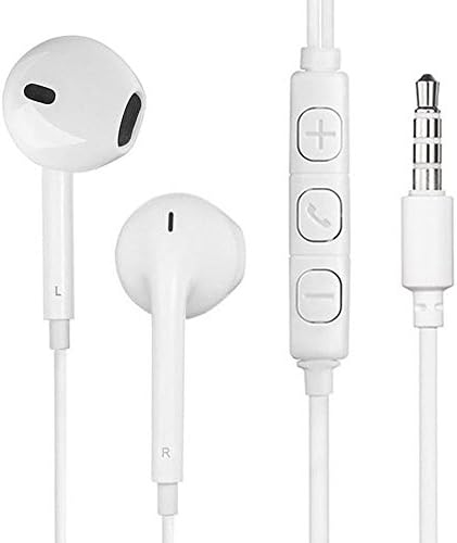 3.5mm In-Ear Earphones, White Wired Stereo Headphones with Mic Headset for iPhone/Sony/Sumsung etc (EVN6903S)