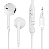 3.5mm In-Ear Earphones, White Wired Stereo Headphones with Mic Headset for iPhone/Sony/Sumsung etc (EVN6903S)