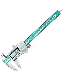 UBANTE IP54 Electronic Digital Caliper Inch/Metric/Fractions Conversion 0-6 Inch/150 mm Stainless Steel Body Green/Silver Extra Large LCD Screen Auto Off Featured Measuring Tool