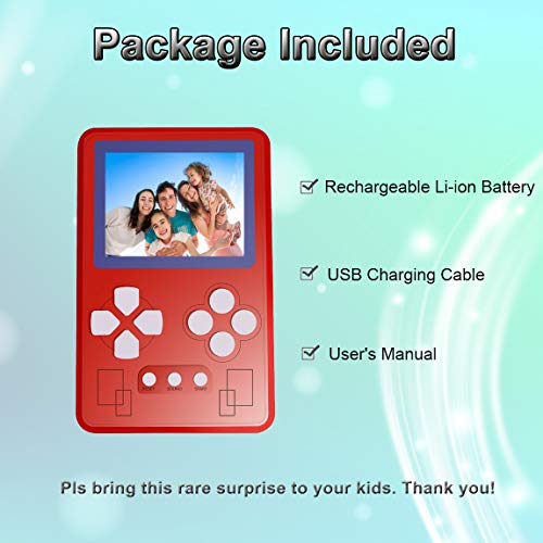Beico Portable Handheld Game Console for Kids and Adults with Built in 318 Classic Old Style Video Games Perfect for Holiday or Travel Entertainment Children Birthday Gift (Red)