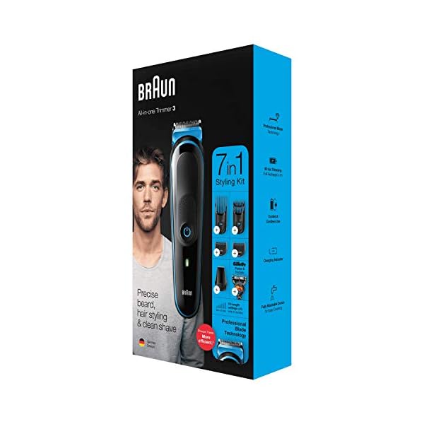 Braun All-in-one Trimmer 3 MGK3245, 7-in-1 Beard Trimmer For Men, Hair Clipper, For Face, Hair, 5 Attachments, Black…