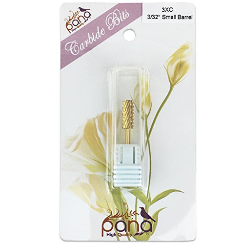 Pana 3/32" Safety Nail Carbide Bit - Gold Small Barrel Head (Grit: Triple Extra Coarse - 3XC) for Electric Dremel Drill Machine