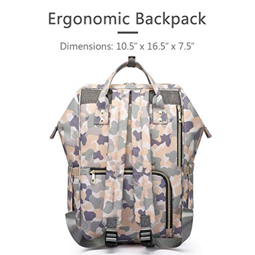 HaloVa Diaper Bag Multi-Function Waterproof Travel Backpack Nappy Bags for Baby Care, Large Capacity, Stylish and Durable, Camouflage Pink