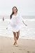 Women's Bikini Cover Up Tunic Caftan Beachwear with Lace Trim,White