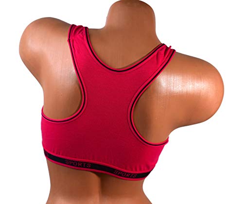 Viola's Secret Women Bras 6 Pack of Cotton Sports Bra with B Cup C Cup D Cup (40C)