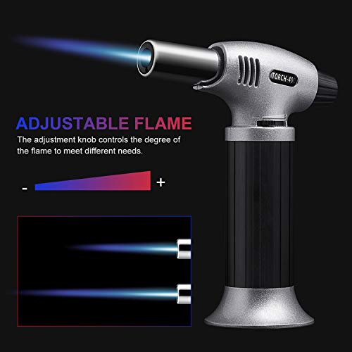 YIYATOO Professional Kitchen Torch Quality (Butane Gas Not Included) for Home Chef's Kitchen for Searing Food, Meat, Crème Brule | Adjustable Flame (MAX 2372°F) - for Cooking, Baking, BBQ, Home Use - Thumbnail 3