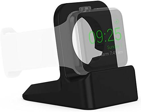 Apple Watch Stand, Qadou Premium Silicone Scratch-resistant Charging Dock Multiple Wire Slot Charger Station with Non-slip Base for 38mm &amp; 42mm Apple Watch (Cool Black)