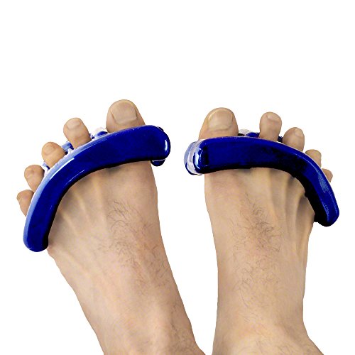 Original Yoga Toes for Men Gel Toe Separators and Toe Stretchers in Metallic Blue. Stop Foot