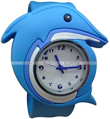Cute Cartoon Slap Watch Dolphins Design with Bendable Silicone Strap Wristwatches For Children