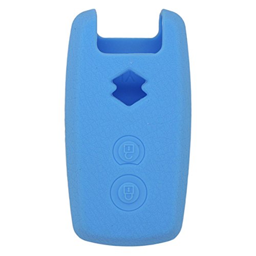 Fassport Leather Texture Silicone Cover Skin Jacket fit for Suzuki 2 Button Smart Remote Key CV5540 Blue